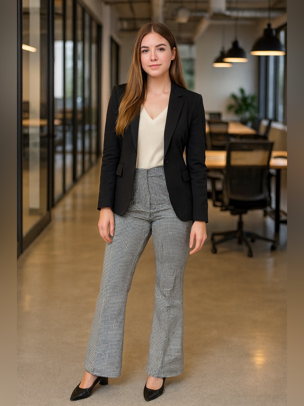 Maeve Black & White Houndstooth Wide-Leg Pants